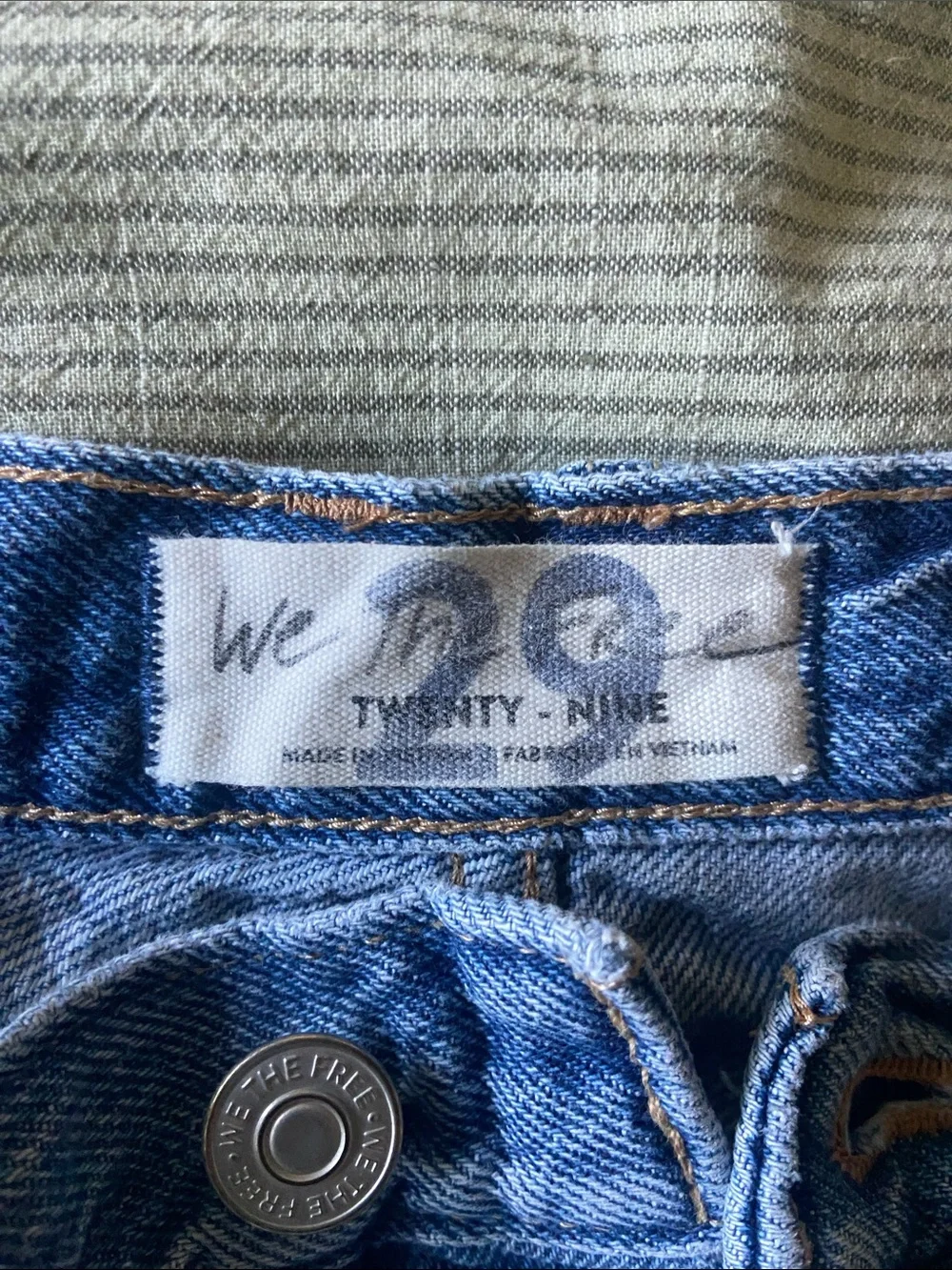 We The Free Light Blue Distressed Denim Shorts
